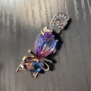 Elegant Gold and Purple Cat Brooch